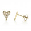 0.14Ct 14K Yellow Gold Diamond Pave Heart Stud Earrings