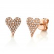 0.14Ct 14K Rose Gold Diamond Pave Heart Stud Earrings