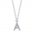0.04Ct 14K White Gold Diamond Necklace - Initial A