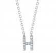 0.05Ct 14K White Gold Diamond Necklace - Initial H