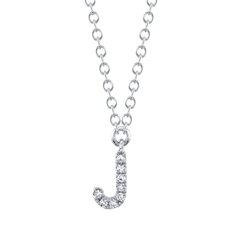 14k White Gold 0.04ctw Diamond Initial Necklace