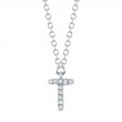 0.03Ct 14K White Gold Diamond Necklace - Initial T