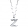 0.04Ct 14K White Gold Diamond Necklace - Initial Z