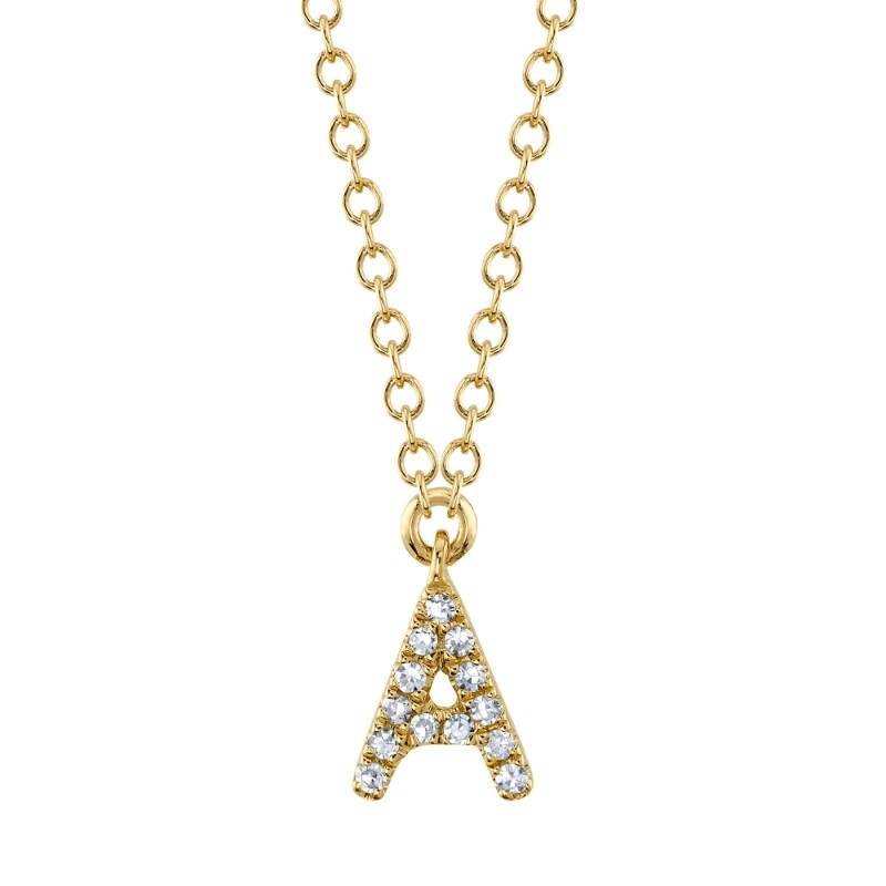 A 14K Yellow Gold Diamond Initial A Necklace