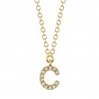 14K Yellow Gold Diamond Initial C Necklace