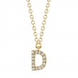 0.05Ct 14K Yellow Gold Diamond Necklace - Initial D
