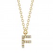 0.04Ct 14K Yellow Gold Diamond Necklace - Initial F