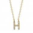 0.05Ct 14K Yellow Gold Diamond Necklace - Initial H