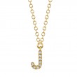 14K Yellow Gold Diamond Initial J Pendant
