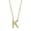 14K Yellow Gold Diamond Initial K Pendant