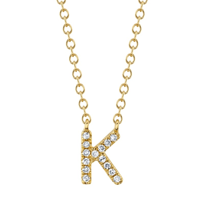 14K Yellow Gold Diamond Initial K Pendant