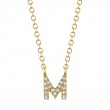 14K yellow gold initial M pendant
