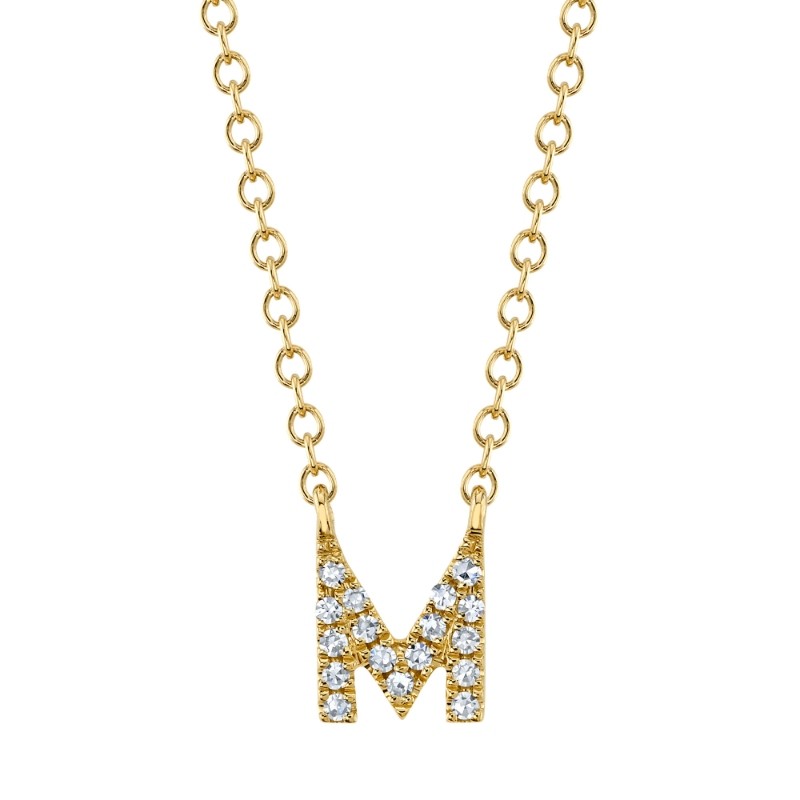 14K yellow gold initial M pendant