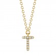 0.03Ct 14K Yellow Gold Diamond Necklace - Initial T