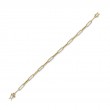 14K Yellow Gold Paper Clip Link Bracelet. 17 Alternating Polished And Pave Set Single Cut Diamond Links .74Ct Tw