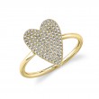 0.26Ct 14K Yellow Gold Diamond Pave Heart Lady's Ring