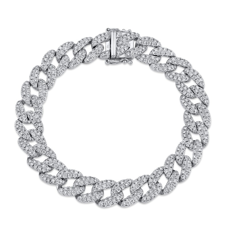 4.36Ct 14K White Gold Diamond Pave Link Bracelet