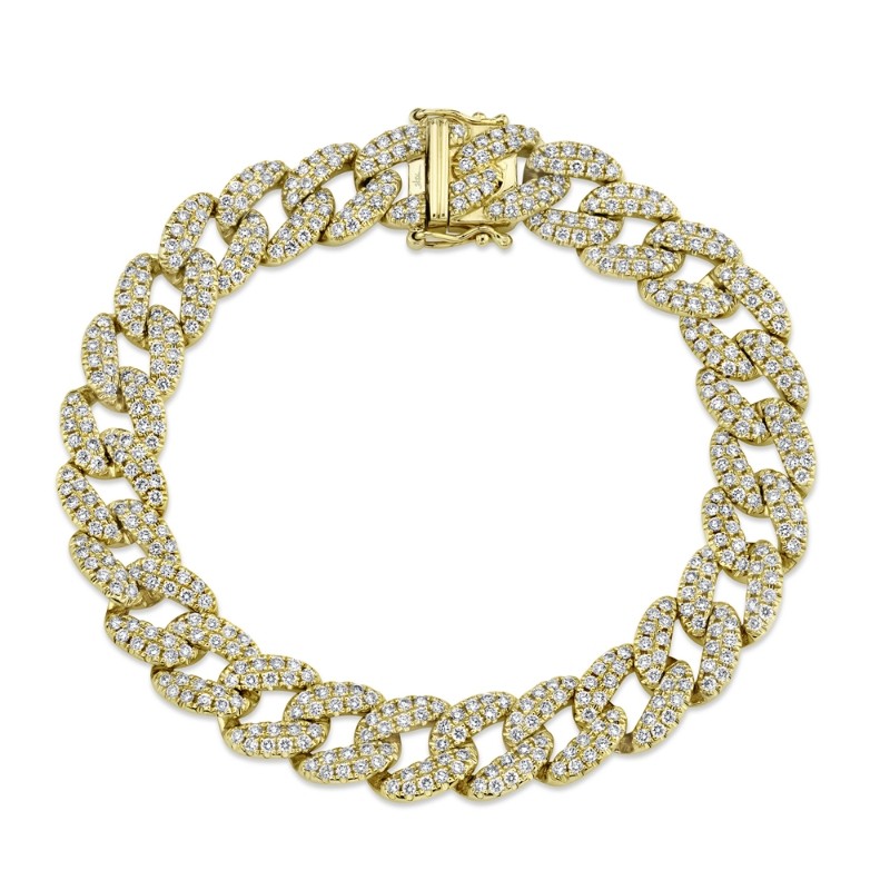 4.36Ct 14K Yellow Gold Diamond Pave Link Bracelet