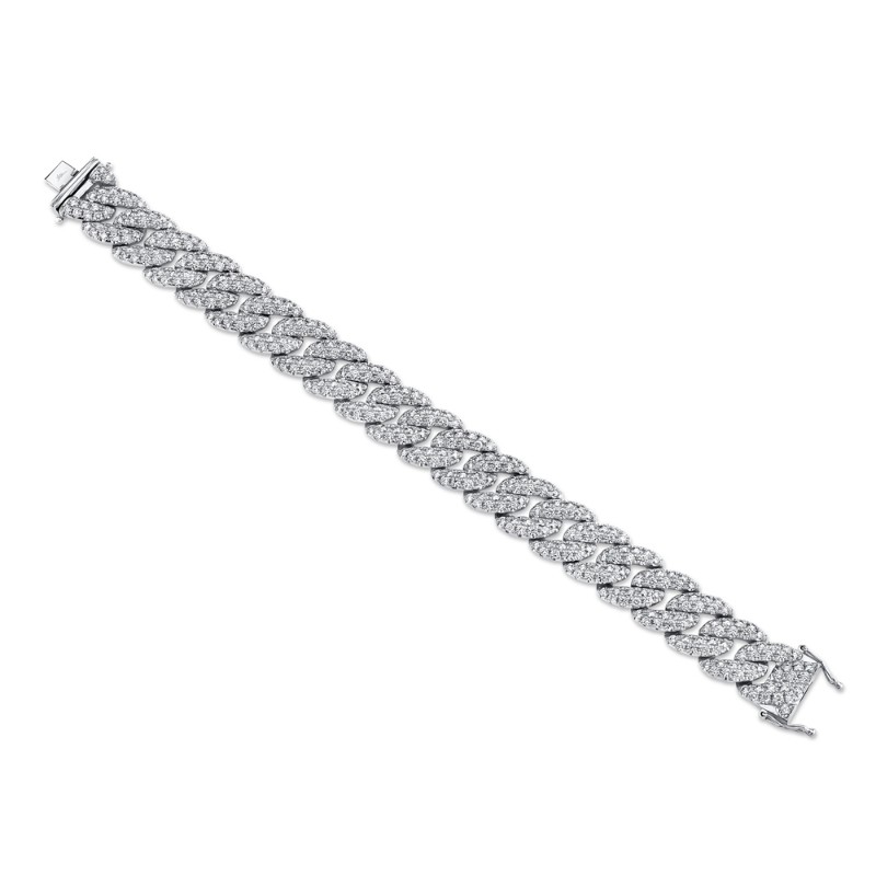 8.33Ct 14K White Gold Diamond Pave Link Bracelet