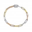 0.74Ct 14K Three Tone Diamond Paper Clip Link Bracelet