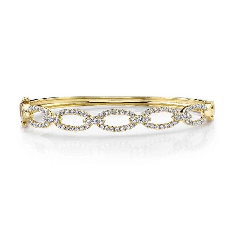 1.19Ct 14K Yellow Gold Diamond Link Bangle