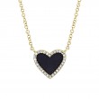 0.09Ct Diamond & 0.59Ct Black Onyx 14K Yellow Gold Heart Necklace