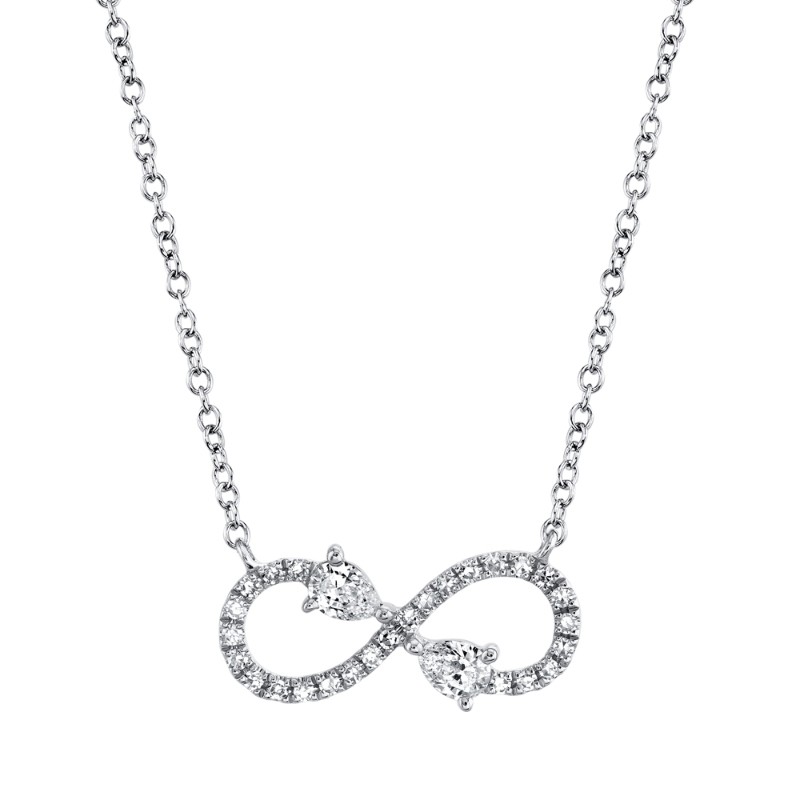 0.22Ct 14K White Gold Diamond Pear Infinity Necklace