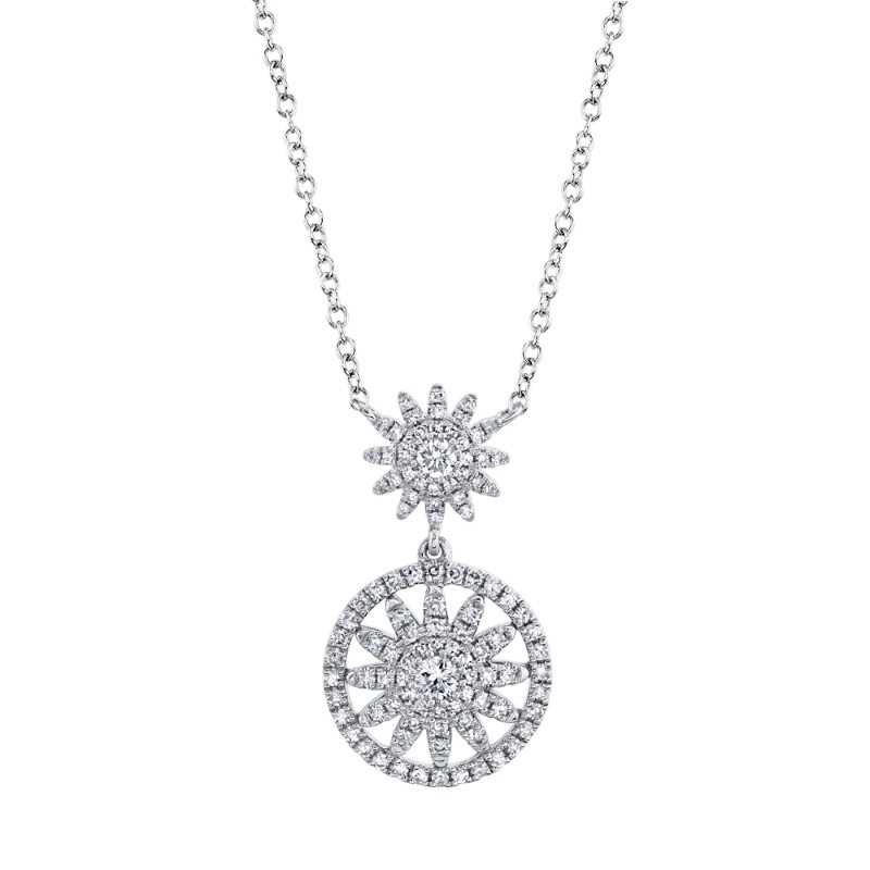 0.35Ct 14K White Gold Diamond Starburst Necklace