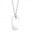 A Lady'S 14K White Dog Tag Necklace Set With Diamonds Weighing .90 Carat Total.