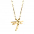 0.03Ct 14K Yellow Gold Diamond Dragonfly Matte Necklace