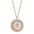 0.25Ct Diamond & 1.73Ct Mother Of Pearl 14K Rose Gold Circle Necklace