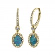 0.23Ct Diamond & 0.67Ct Opal 14K Yellow Gold Earrings