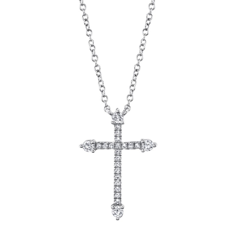 0.17Ct 14K White Gold Diamond Cross Necklace