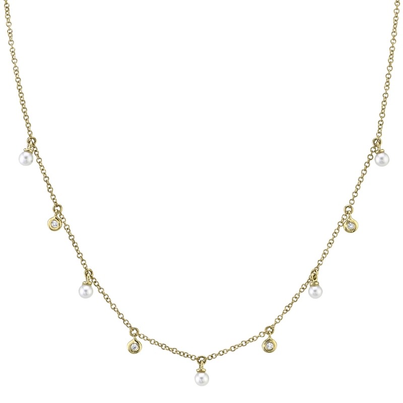 0.04Ct Diamond & Cultured Pearl Necklace