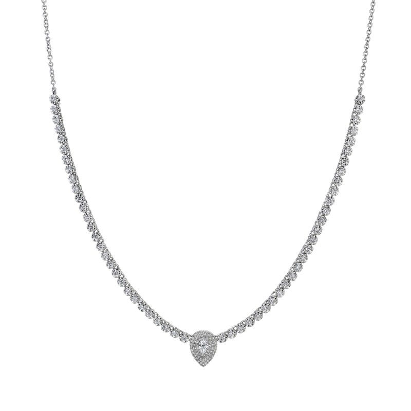 1.28Ct 14K White Gold Diamond Pear Necklace