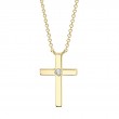 0.03Ct 14K Yellow Gold Diamond Bezel Cross Necklace