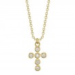 0.08Ct 14K Yellow Gold Diamond Bezel Cross Necklace