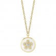 0.06Ct Diamond & White Enamel 14K Yellow Gold Flower Necklace