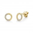 0.12Ct 14K Yellow Gold Diamond Circle Stud Earrings