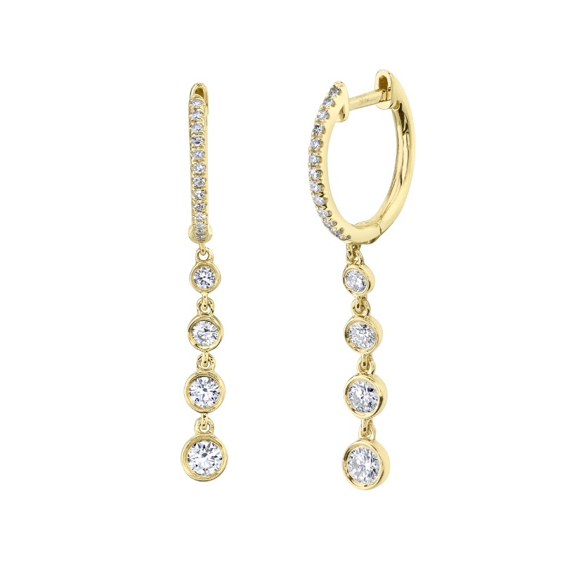 0.45Ct 14K Yellow Gold Diamond Bezel Earrings