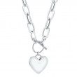 0.50Ct 14K White Gold Diamond Pave Heart Paper Clip Link Necklace