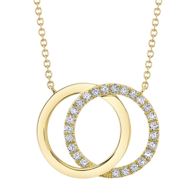 0.31Ct 14K Yellow Gold Diamond Love Knot Circle Necklace
