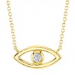 0.04Ct 14K Yellow Gold Diamond Bezel Eye Necklace