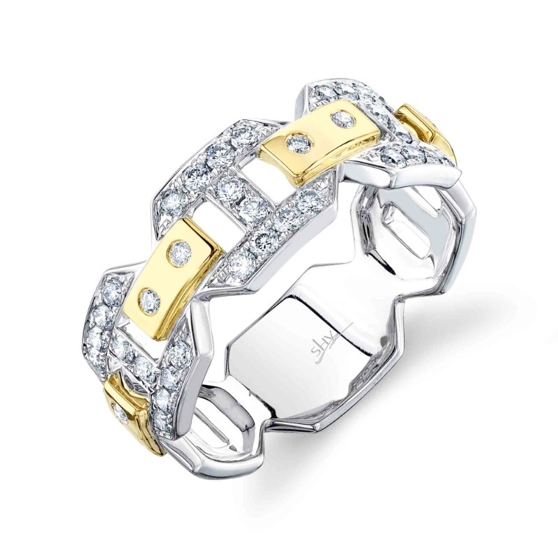 0.65Ct 14K Two Tone White And Yellow Gold Diamond Men's Ring