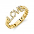 0.12Ct 14K Yellow Gold Diamond Love Link Ring