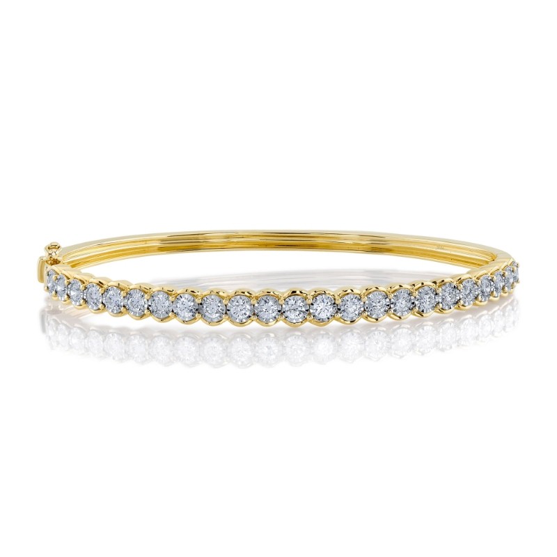 1.35Ct 14K Yellow Gold Diamond Bangle