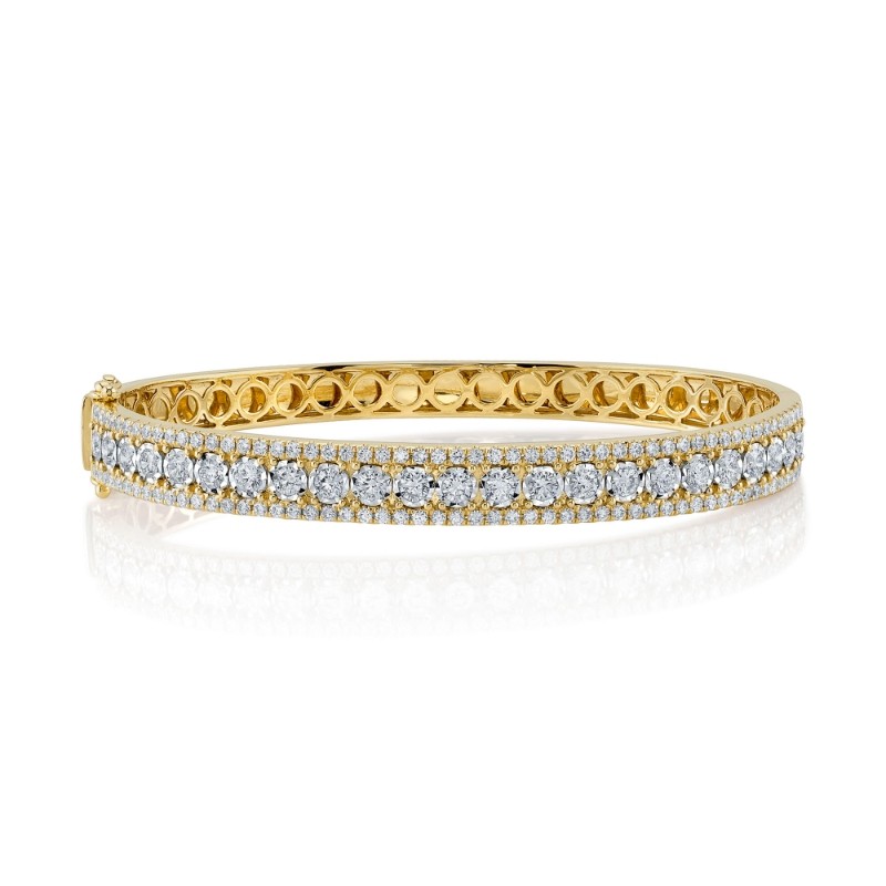 2.32Ct 14K Yellow Gold Diamond Bangle