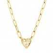0.41Ct 14K Yellow Gold Diamond Heart Paper Clip Link Necklace