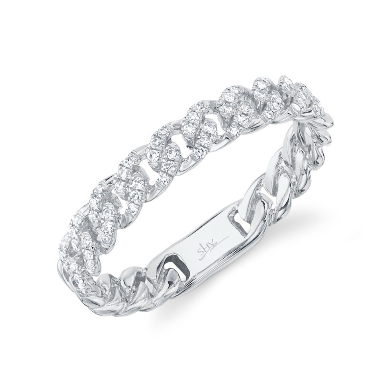 0.14Ct 14K White Gold Diamond Link Lady's Band