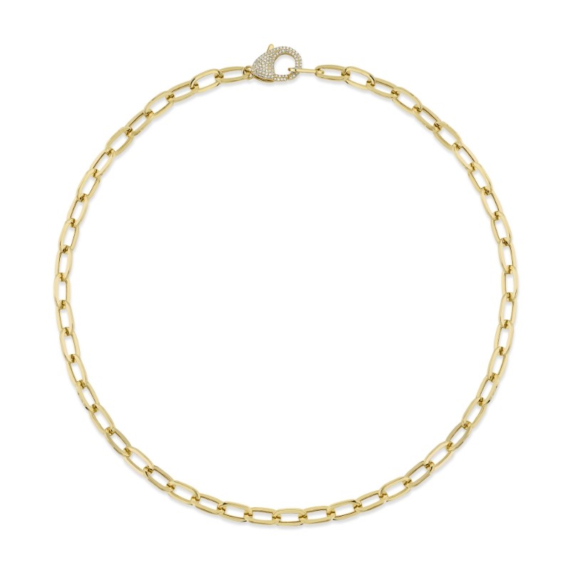 0.42Ct 14K Yellow Gold Diamond Paper Clip Link Necklace